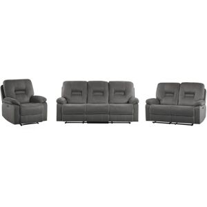 Beliani - Modern Velvet Electric Recliner led Sofa Set 3 and 2 Armchair Dark Grey Bergen