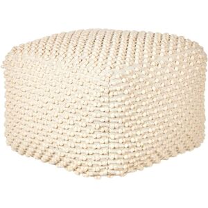 Beliani - Modern Woven Pouffe and Footstool Chunky Handwoven Ottoman Cotton and Polyester Light Beige 50 x 50 x 35 cm Kingri