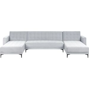 Beliani - Modular U-Shaped Corner Sofa Bed 3 Seater 2 Chaises Velvet Light Grey Aberdeen