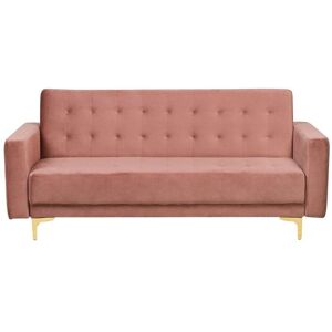 BELIANI Sofa Bed 3 Seater ABERDEEN Velvet Pink
