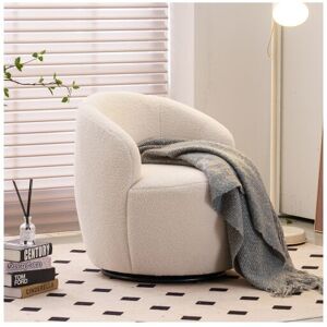 Dewdat - Other armchairs Swivel Accent Armchair Barrel Chair With Black Powder Coating Metal Ring,Ivory White