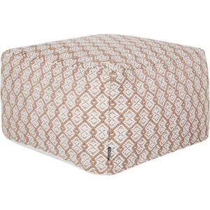 Beliani - Outdoor Handwoven Square Pouffe Ottoman Synthetic Material Garden Accessories 50 x 50 x 30 cm Beige and White Shoran