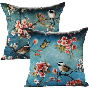 Memkey - Patterned Cushion Cover Home Living Room Sofa Decoration Pillow Case 45 x 45 cm 2 Pack (Bird)