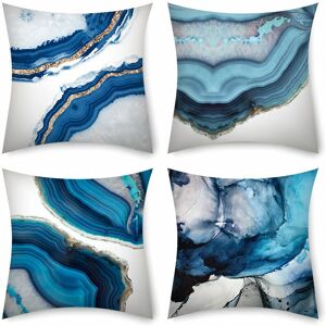 Hoopzi - Pillowcase, Set of 4 Cushion Covers, Decorative Linen Pillowcases, Waterproof Indoor Outdoor Pillow Covers, Cushion Cover for Bench Sofa
