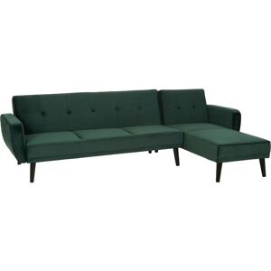 Premier Housewares - Corner Sofas For Living Room 3 Seater Sofa Modern Design Velvet Fabric Rubberwood Legs Green Corner Sofa / 3 Seater Sofas 269 x