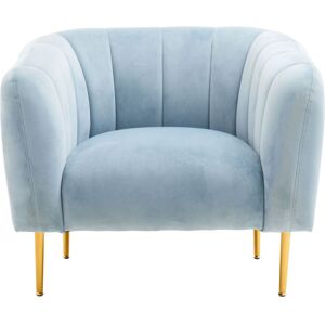 Premier Housewares - IInteriors by Premier Blue Velvet Modern Armchair, Elegant Barrel Back Design, Gold-Tone Metal Legs, Mid-Century Modern Chair