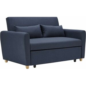 Dewdat - Pull Out Two Seater Double Sofa Bed - Blue. Modern Contemporary Space Saving Folding Bed, Easy Fold Living Room Furniture To Full Size