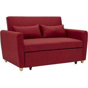 Dewdat - Pull Out Two Seater Double Sofa Bed -Red Fabric. Modern Contemporary Space Saving Folding Bed, Easy Fold Living Room Furniture To Full Size