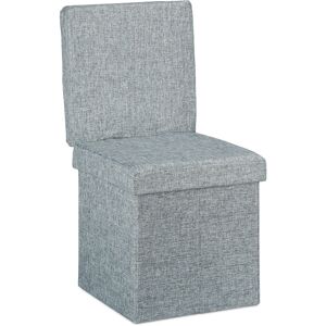 Relaxdays - Folding Storage Ottoman w/ Back, Size 73 x 38 x 38 cm Sturdy Pouffe Practical Footstool w/ Seat & Linen Bench as Storage Box with