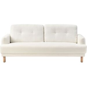 Beliani - Retro Fabric 3 Seater Sofa Loveseat Couch Upholstered Wooden Legs Polyester Thick Seat Off-White Tuve