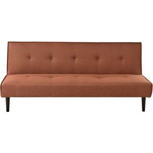 BELIANI Retro Fabric Sofa Bed 3 Seater Armless Buttoned Adjustable Backrest Golden Brown Visby