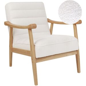 Beliani - Retro Living Room Armchair Boucle Upholstery Wooden Frame White Leknes
