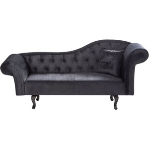 Beliani - Retro Right Hand Chaise Lounge Velvet Button Tuft with Cushion Black Lattes ii
