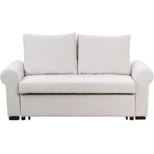 Beliani - Retro Sofa Bed Polyester Fabric Upholstery Pull-Out 2 Seater Light Beige Silda
