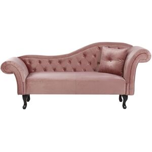 Beliani - Chaise Lounge Vintage Chesterfield Dark Pink Velvet Button Tuft Right Lattes