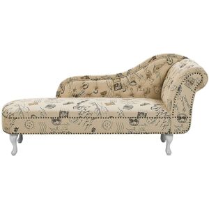 Beliani - Vintage Right Hand Chaise Lounge Polyester Fabric Stamp Print Nimes