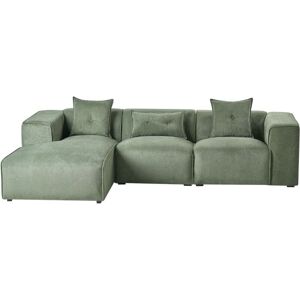 Beliani - Right Hand Corner Sofa Chenille Upholstery Extra Scatter Cushions Dark Green Dolva