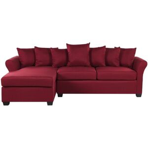 Beliani - Modern Corner Sofa Dark Red Fabric Cushion Seat Back Black Legs Vikna