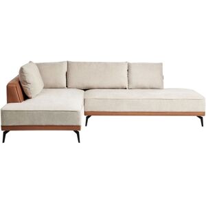 BELIANI Corner Sofa 3 Seater MYKEN Fabric Light Beige Right Hand