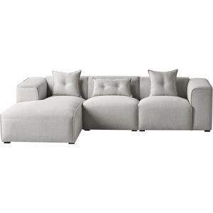 Beliani - Right Hand Corner Sofa Polyester Upholstery Extra Scatter Cushions Light Grey Dolva