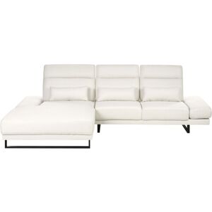 BELIANI Right Hand Corner Sofa Polyester Upholstery Steel Legs Adjustable Armrests and Backrest Living Room Furniture Off-White Ikast