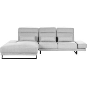 BELIANI Right Hand Corner Sofa Polyester Upholstery Steel Legs Adjustable Armrests and Backrest Living Room Furniture Light Grey Ikast