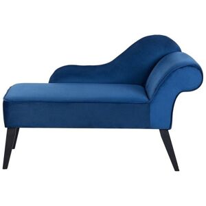 Beliani - Vintage Right Hand Velvet Chaise Lounge Blue Upholstery Black Legs Biarritz