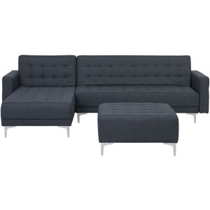 Beliani - Modular Right Hand L-Shape Sofa Bed Ottoman Dark Grey Fabric Tufted Aberdeen