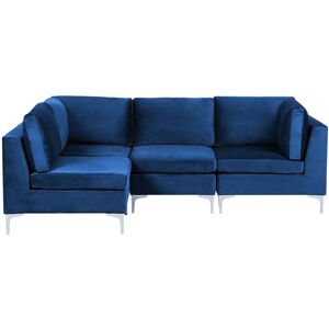 BELIANI Modular Corner Sofa 4 Seater EVJA Velvet Navy Blue Right Hand