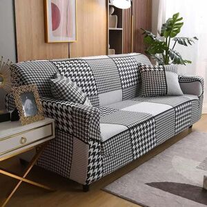 Linghhang - Seater Sofa Cover 140-180cm Sofa Cover with Armrests Modern Universal Elastic Sofa Cover Sofa Cover Protective Cover Black and White Plaid