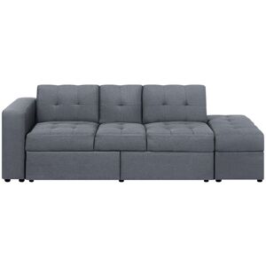 BELIANI Modern 3 Seater Sofa Bed With Storage Sectional Ottoman Fabric Dark Grey Falster