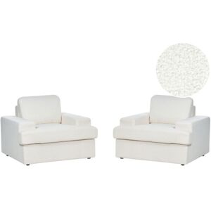 BELIANI Set of 2 Classic Armchairs Upholstered Polyester Boucle Cushioned Backrest Thickly Padded White Alla