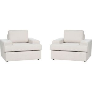 Beliani - Set of 2 Classic Armchairs Upholstered Polyester Fabric Cushioned Backrest Thickly Padded Light Beige Alla
