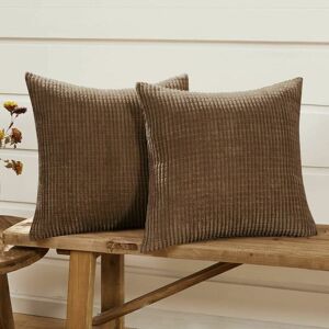 Dewdat - Set of 2 Dark Brown Velvet Cushion Cover 45x45cm for Living Room Decorative Cushion Cover