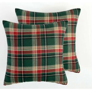 Dewdat - Set of 2 Decorative Cushion Covers for Sofa Bed, Royal Green Tartan Plaid Cushion Cover Home Decor 45x45 cm
