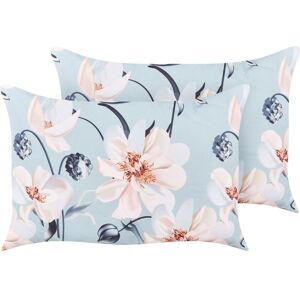 Beliani - Set of 2 Garden Cushions Outdoor Scatter Pillow 40 x 60 cm Polyester Floral Pattern Rectangular Blue Apricale
