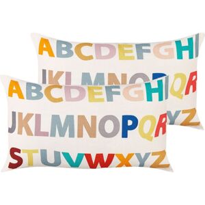 Beliani - Set of 2 Kids Room Decorative Cushions Alphabet Pattern Cotton Cover Multicolour Asarum