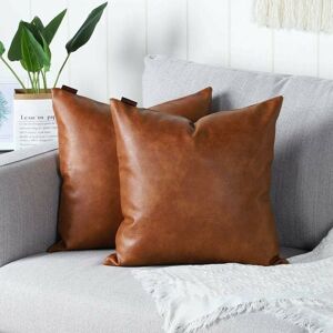 Dewdat - Set of 2 Luxury Artificial Leather Cushion Covers Modern Comfortable Decoration Pillow Case for Sofa Living Room Balcony Garden for