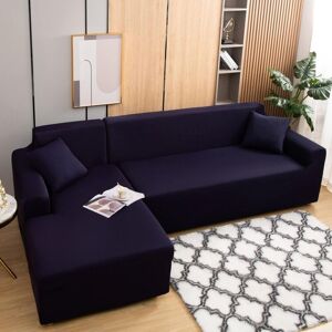 TONCHEAN Set of 2 Stretch Sofa Cover 1 Seater + 2 Seater l Shaped Corner Sofa Cover for Corner Sofa, Corner Sofa Protection, Dark Blue
