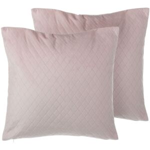 Beliani - Set of 2 Modern Throw Pillows Velvet Feel Quilted Pattern 45x45 cm Pink Pasque
