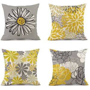 CSPARKV Set of 4 Cushion Covers, Flower Pillowcase for Sofa Home Living Room Bedroom Interior Decoration 45X45cm (Daisy - 45X45)
