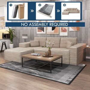 Sliding Wardrobes 4u - Smart Corduroy L-Shaped Corner Sofa in Left or Right Facing - Camel Left Corner