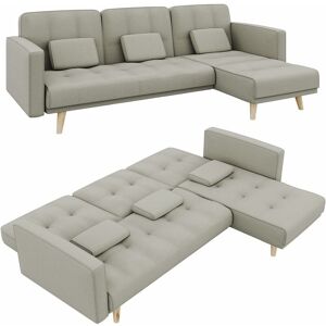 DEWDAT Sofa Bed 2670x1500x880mm L-Shaped Corner Sofabed with Wooden Legs Living Room Guest Room Bed Sofa with 600kg Load Capacity, Left or Right Assmble