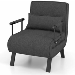 Dewdat - Sofa Bed, 4-in-1 Convertible Lounge Recliner Sleeper with 6-Position Adjustable Backrest and Removable Pillow, Upholstered Single Sofa Chair
