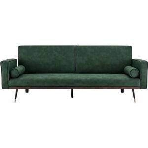 Dewdat - Sofa Bed - Green. Suede Fabric Low Folding Bed,Click Clack Mechanism. Recliner Couch To Double Bed. Space Saving Furniture For Living Room &