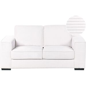 Beliani - Sofa Corduroy Jumbo Cord 2 Seater Comfortable Living Room Modern White Vikran