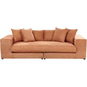 BELIANI Sofa Couch Upholstered 3 Seater Comfortable Cosy Cushioned Back Track Armrests Living Room Modern Orange Glorvika