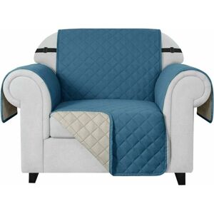 Hoopzi - Sofa Cover Reversible Quilted Sofa Protectors 1 Seater, Washable Armchair Settee cover with Elastic Strap for Living Room and for pets (1