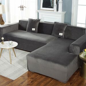 1pc Universal Soft Stretch Sofa Cover with Elastic Bottom for Living Room Furniture Protector - Dark Grey - (145-185cm) - Sollbry