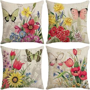 Sollbry - Cushion Cover 45 x 45 cm Flowers, Birds, Animals and Plants Pattern Waterproof Pillowcase for Sofa Home Living Room Bedroom Decoration 4